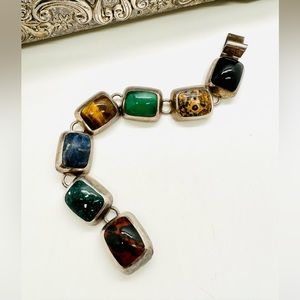 Vintage Silver Semiprecious Stone Bracelet